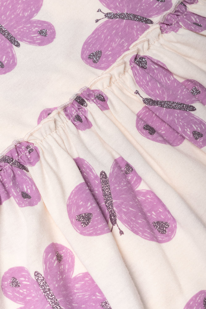 Short Sleeve Butterfly T-Shirt Dress Cream