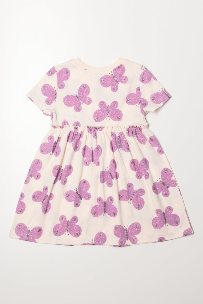 Short Sleeve Butterfly T-Shirt Dress Cream (2)