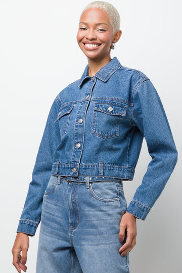 Cropped Denim Jacket Blue