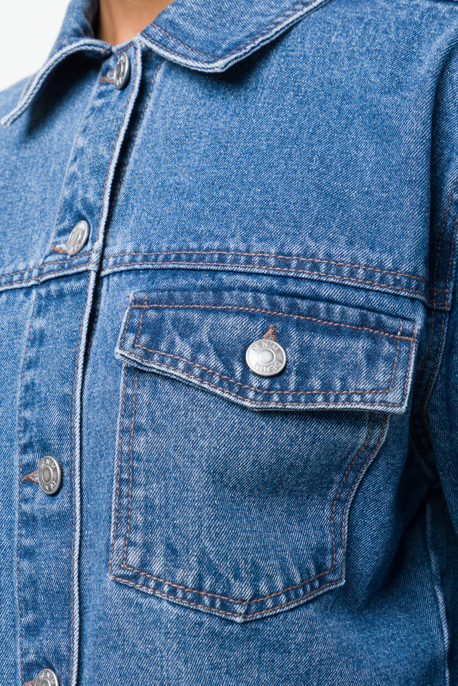 Cropped Denim Jacket Blue (3)