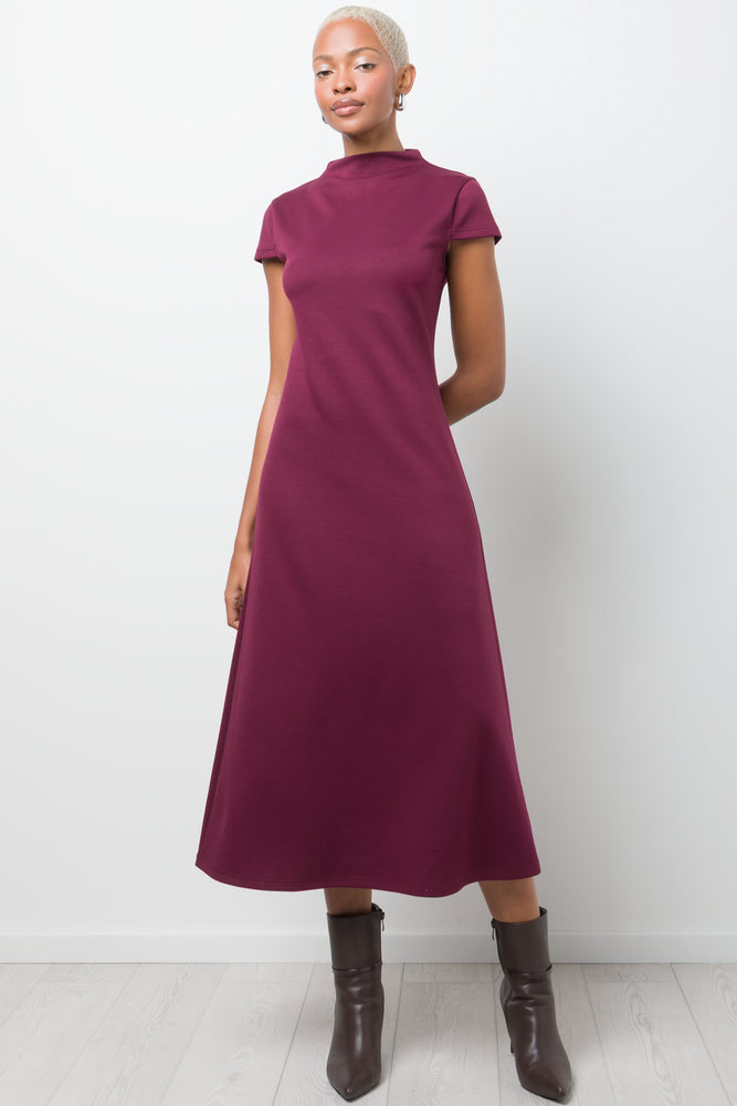 Fit and Flare Knit Dress Burgundy