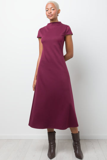 Fit and Flare Knit Dress Burgundy