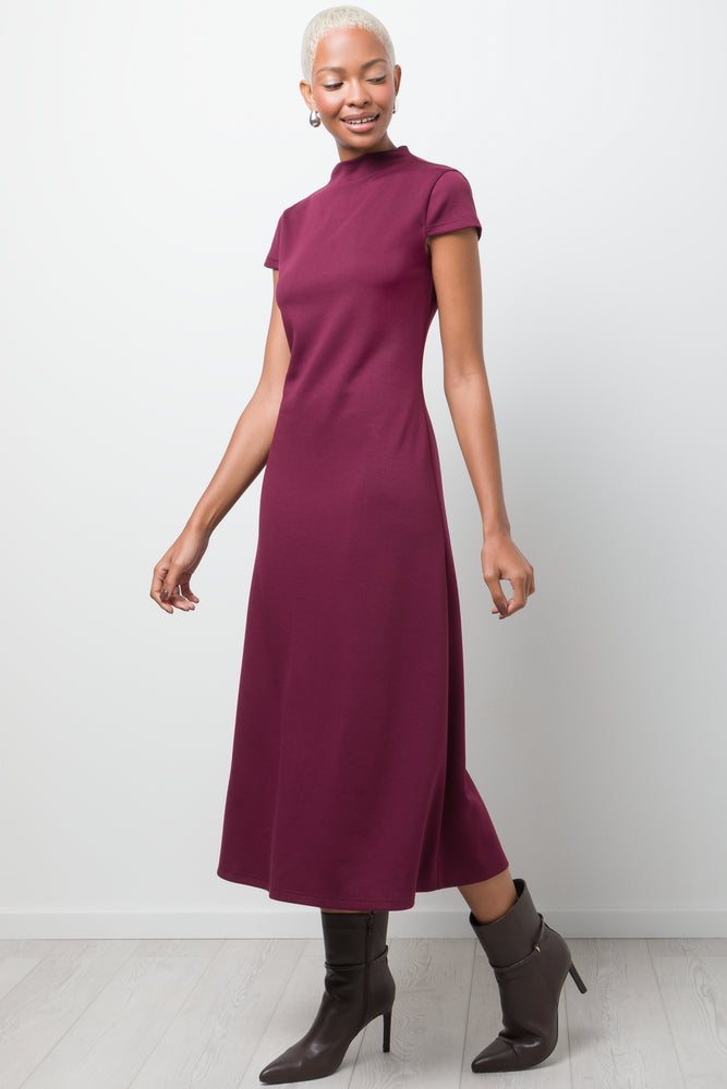 Fit and Flare Knit Dress Burgundy (1)