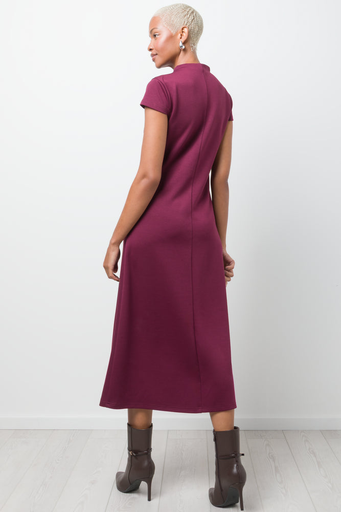 Fit and Flare Knit Dress Burgundy (2)