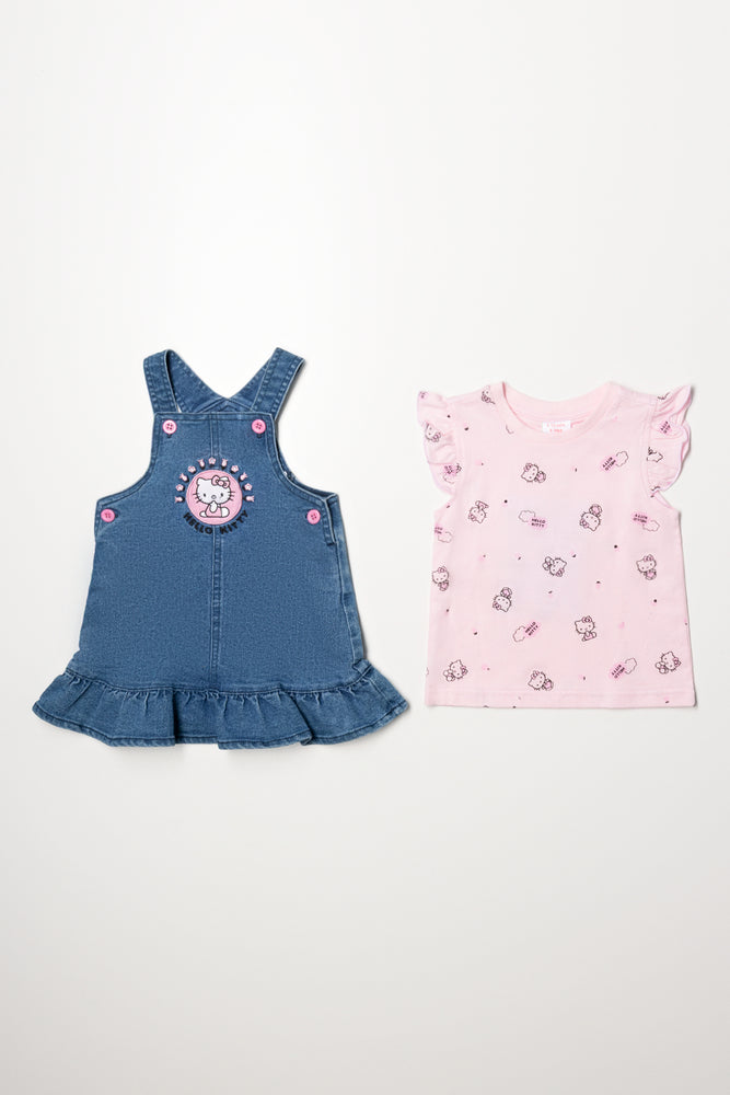 Hello Kitty Embroidered Denim Pinni Set Blue (3)
