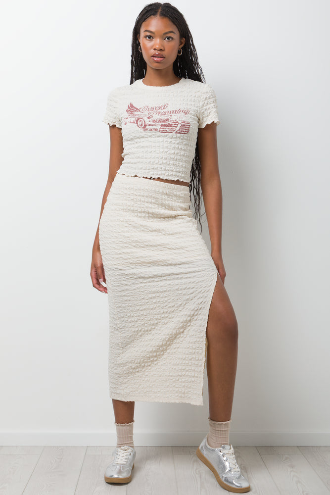 Textured Column Skirt Natural
