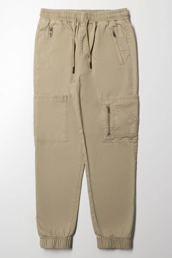 Zip Pocket Cargo Pants Natural
