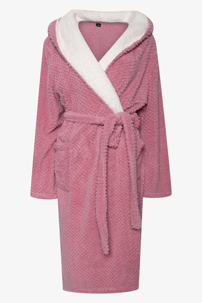 Hooded Sherpa Gown Pink