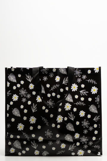 Flower Shopper Bag Black