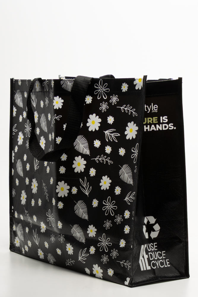 Flower Shopper Bag Black (2)