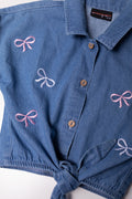 Chambray Front Tie Shirt Blue (1)