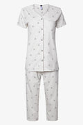 Button Through Capri Pyjamas  White