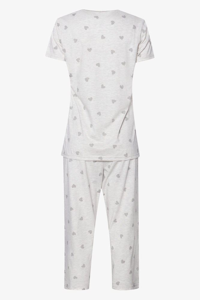 Button Through Capri Pyjamas  White