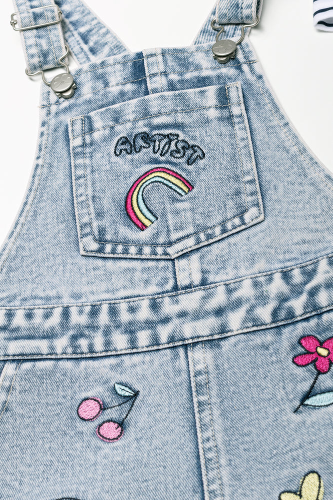Embroidered Dungaree Light Blue (1)