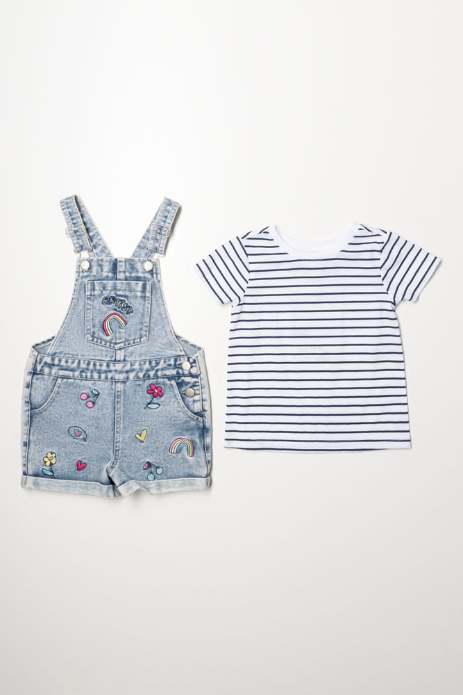 Embroidered Dungaree Light Blue (3)