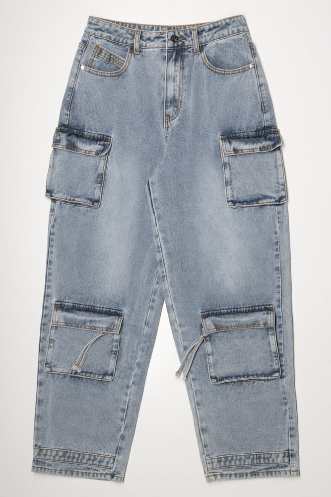 Cargo Denim Jeans Light Blue