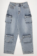 Cargo Denim Jeans Light Blue