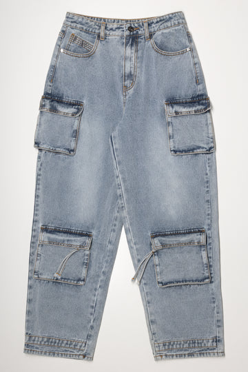 Cargo Denim Jeans Light Blue