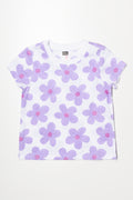Floral Short Sleeve T-Shirt White And Purple