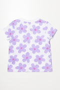 Floral Short Sleeve T-Shirt White And Purple (1)