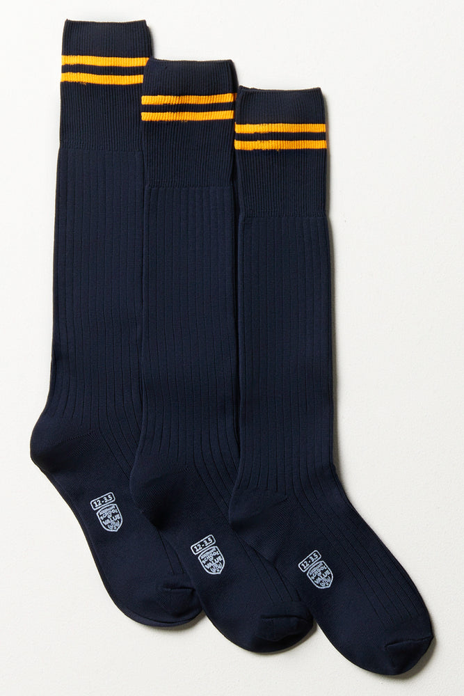 3 Pack Stripe Socks Navy