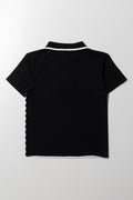 Stripe Short Sleeve Golfer White And Black (2)