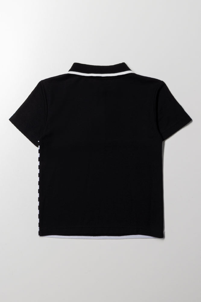 Stripe Short Sleeve Golfer White And Black (2)