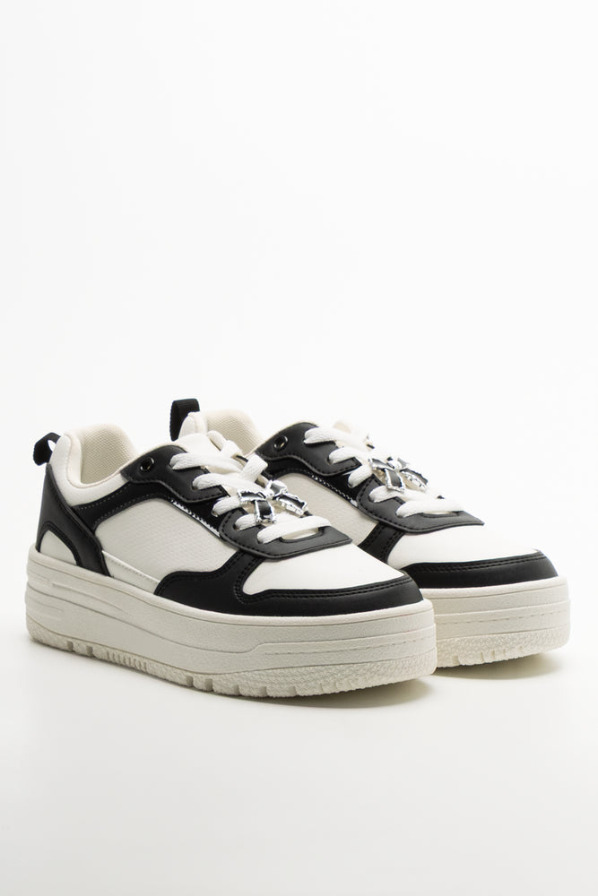 Bow Charm Sneakers Black And White