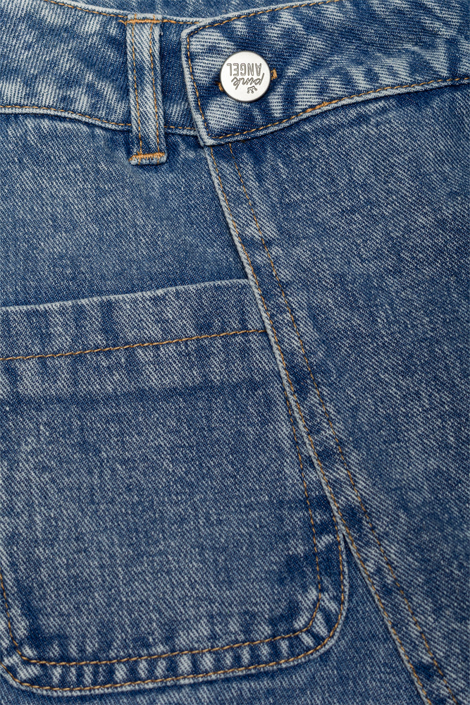 Pocket Detail Denim Skorts Blue