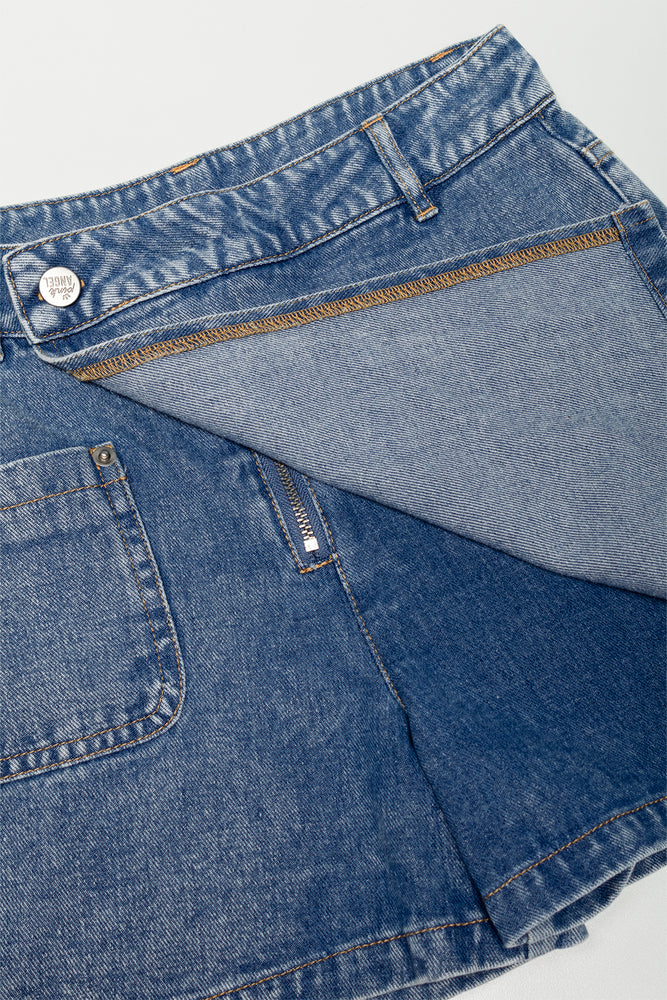 Pocket Detail Denim Skorts Blue (2)