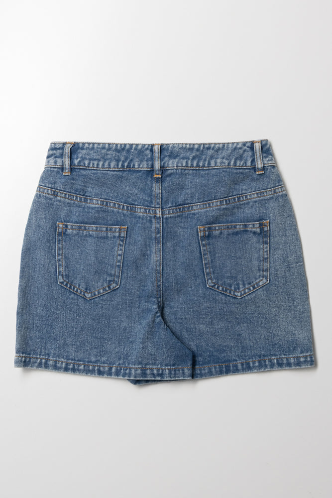 Pocket Detail Denim Skorts Blue (3)