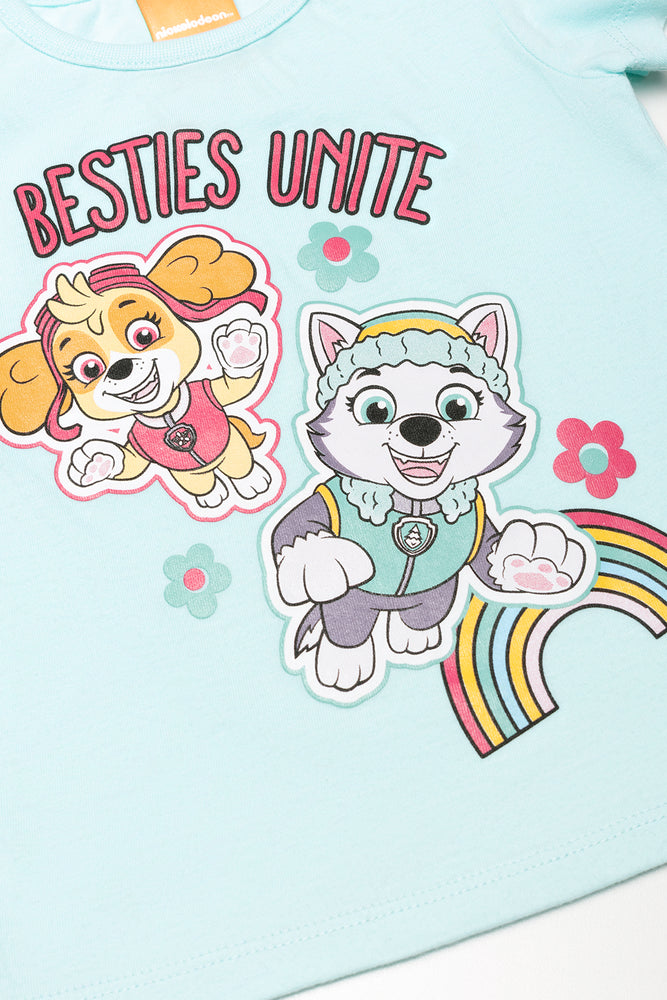 Paw Patrol 2 Pack Short Sleeve T-Shirts Light Blue And Natural