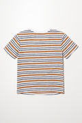 Stripe Short Sleeve T-Shirt Natural And Black (2)