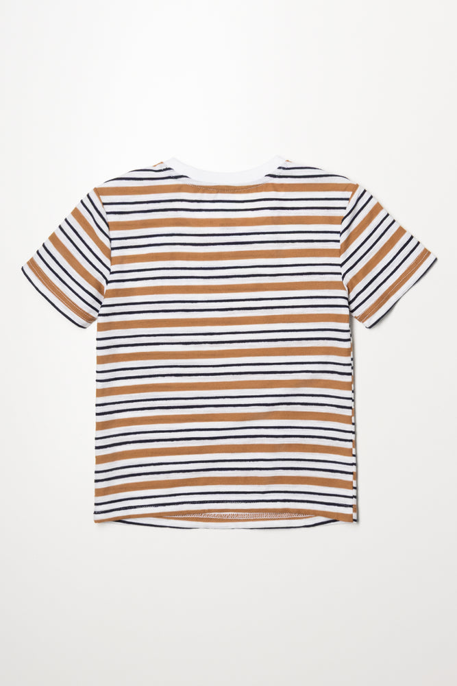 Stripe Short Sleeve T-Shirt Natural And Black (2)