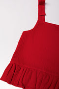 STRAPPY PEPLUM TEXTURED KNIT SET RED (1)