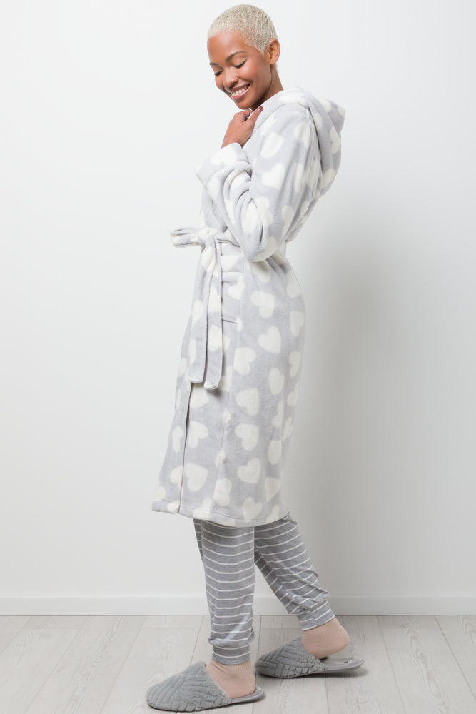 Heart Print Hooded Gown Grey (1)
