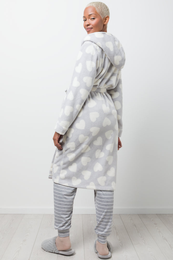 Heart Print Hooded Gown Grey (2)