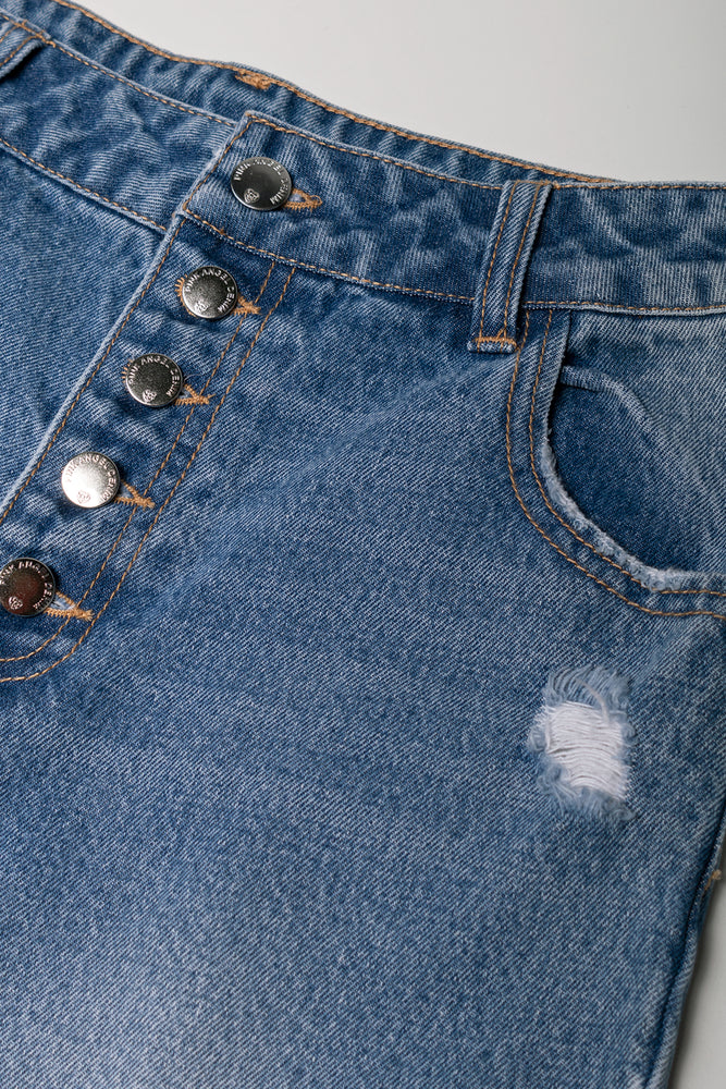 Straight Leg Denim Jeans Blue