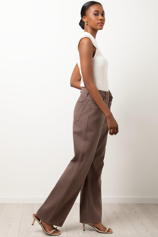 Straight Leg Denim Jeans Brown (2)