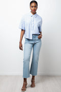 Cropped Flare Leg Denim Jeans Light Blue