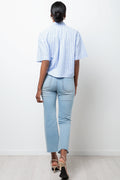 Cropped Flare Leg Denim Jeans Light Blue (3)