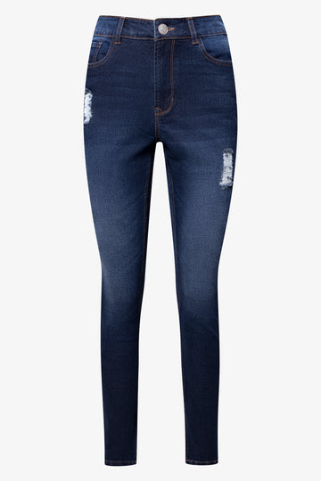 Distressed Skinny Denim Jean Blue