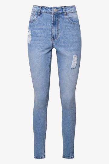 Ripped Skinny Denim Jeans Light Blue