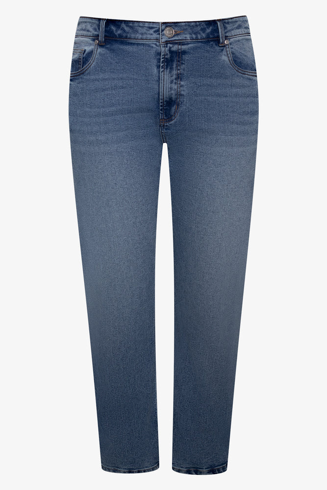 High Rise Slim Leg Denim Jeans Blue