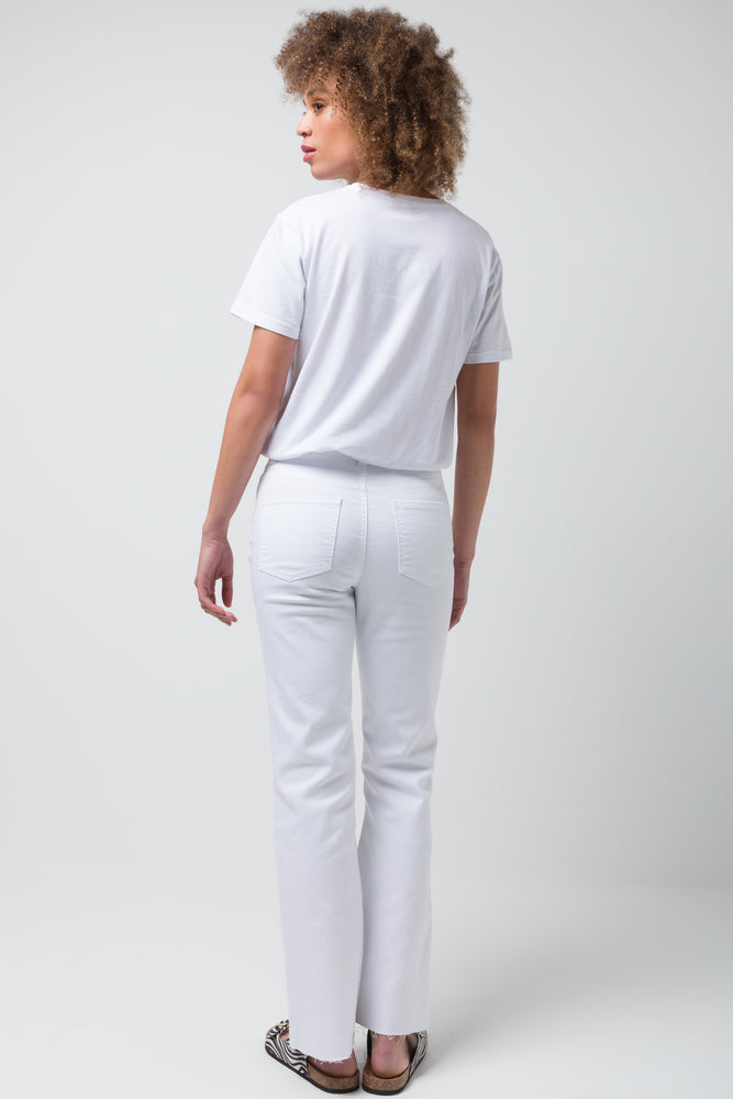 Flare Leg Denim Jeans White (3)