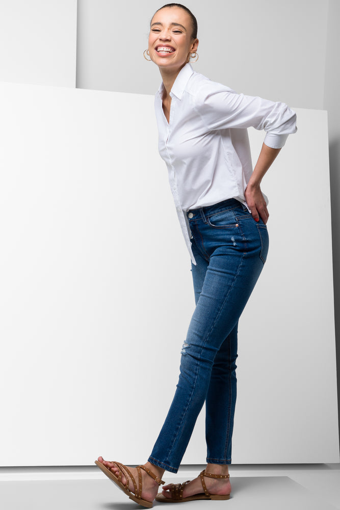 Distressed Skinny Denim Jean Blue (1)