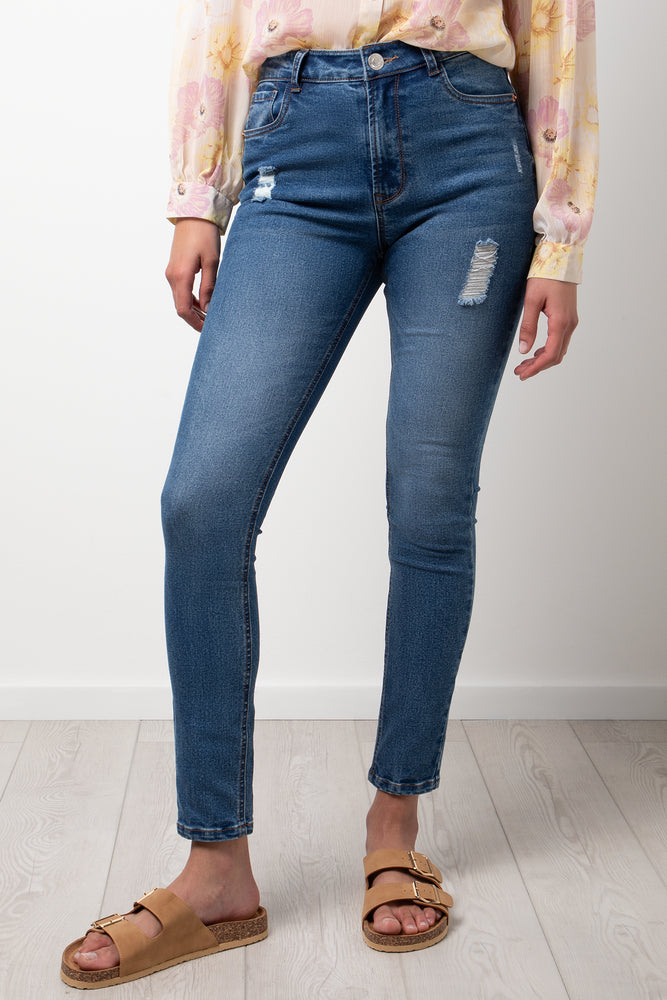 Ripped Skinny Denim Jeans Blue (1)