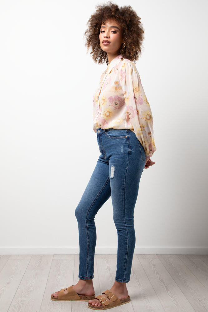 Ripped Skinny Denim Jeans Blue (2)