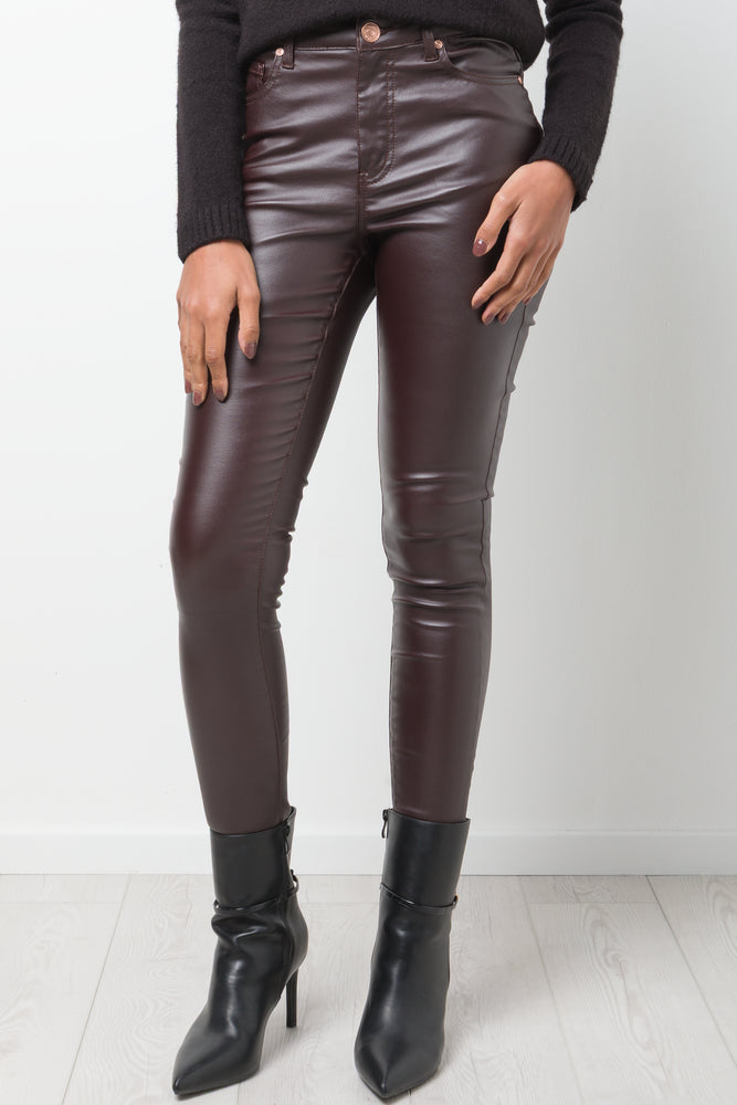 Coated Skinny Pants Brown (1)