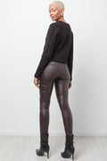 Coated Skinny Pants Brown (3)